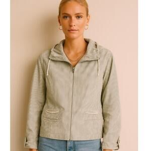 French Dressing Jeans Classic Preppy Effortless French Girl Pinstriped Jacket